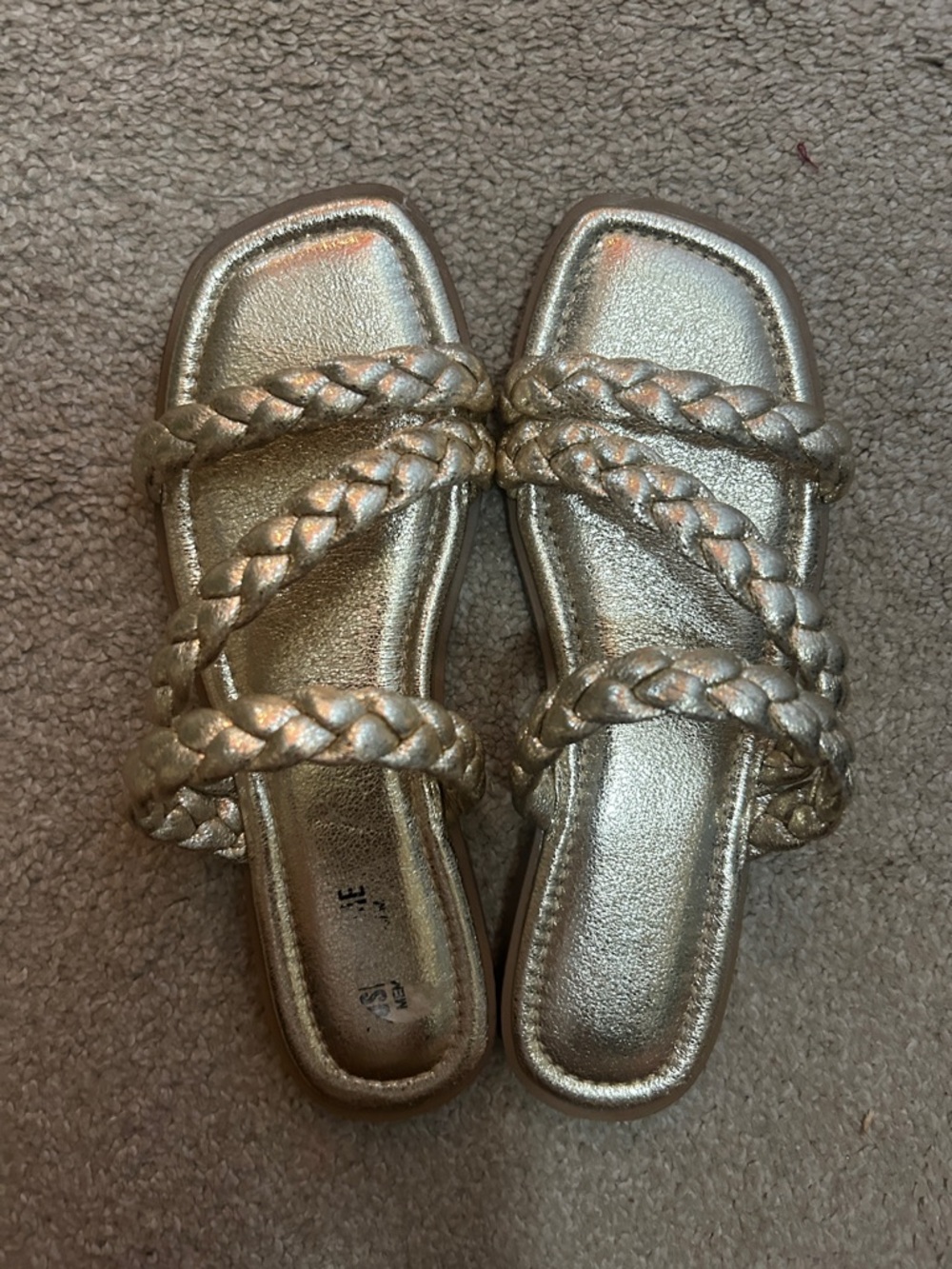 Girls' Braided Metallic Slide Sandals - Gold